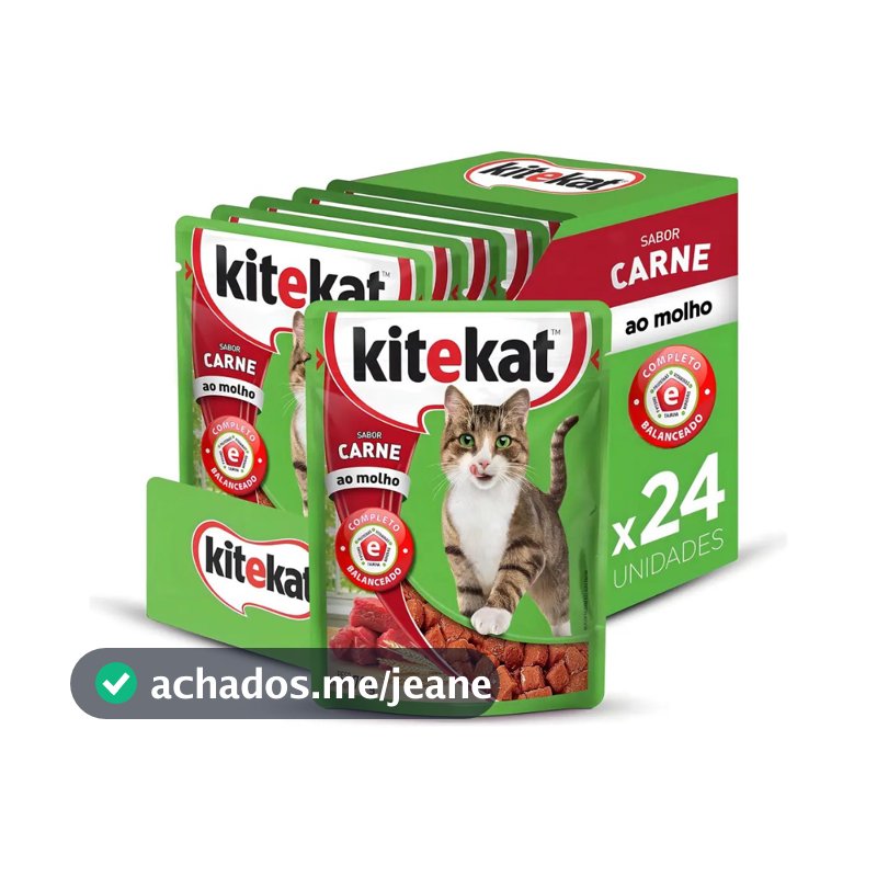 24 unidades Ração Kitekat Carne Adulto 70g