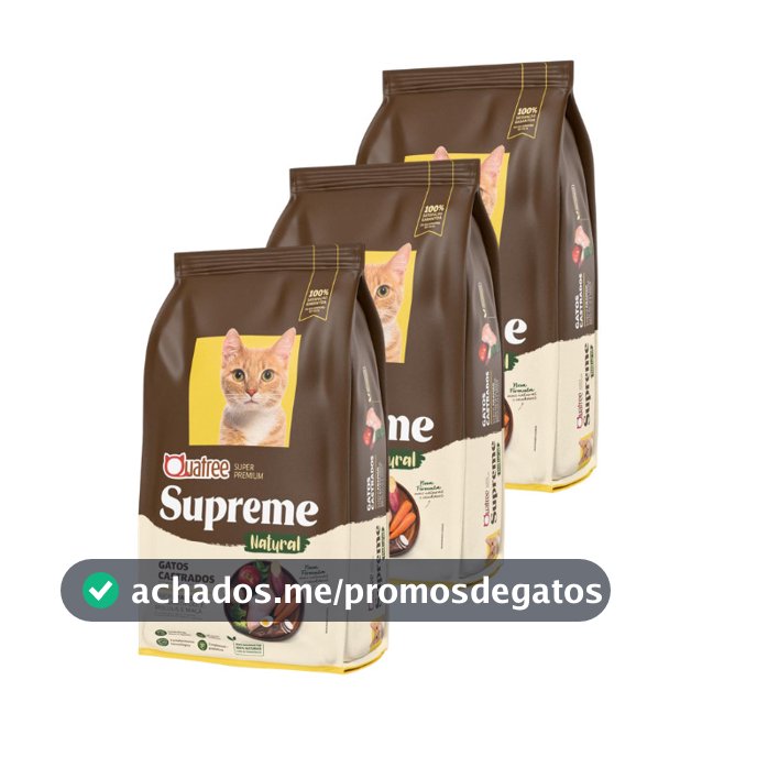 Kit 3 Pacotes de Ração quatree supreme para Gatos Castrados  Batata Doce