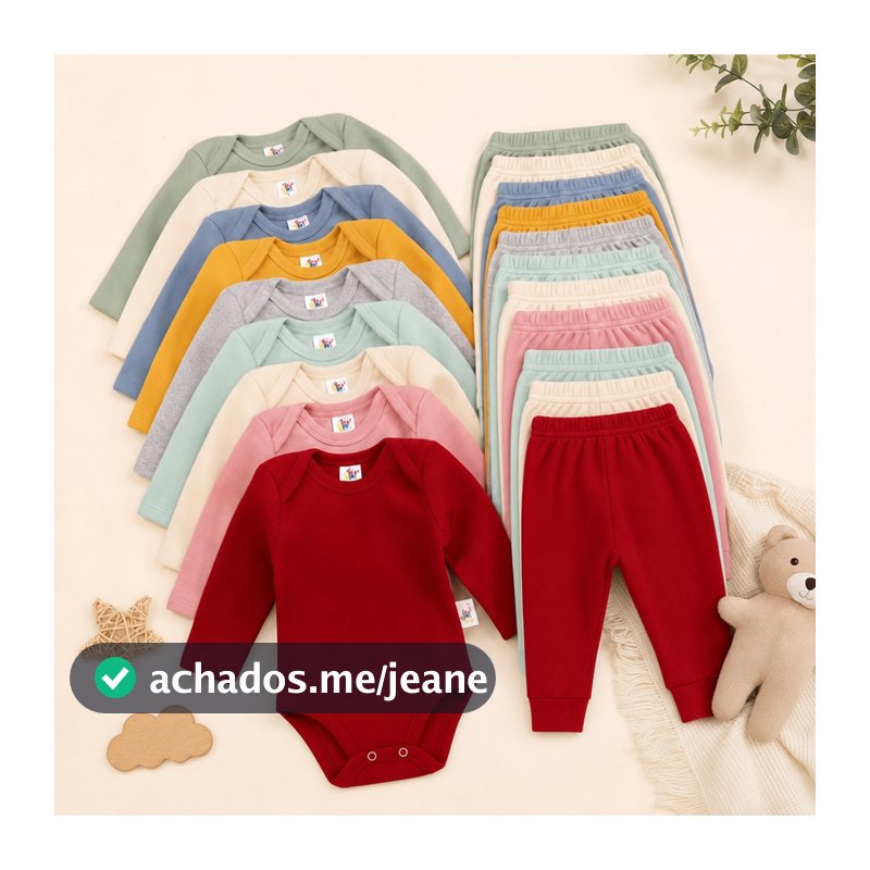 Kit roupas de bebê 12 Pçs Body Manga longa E Mijão Enxoval