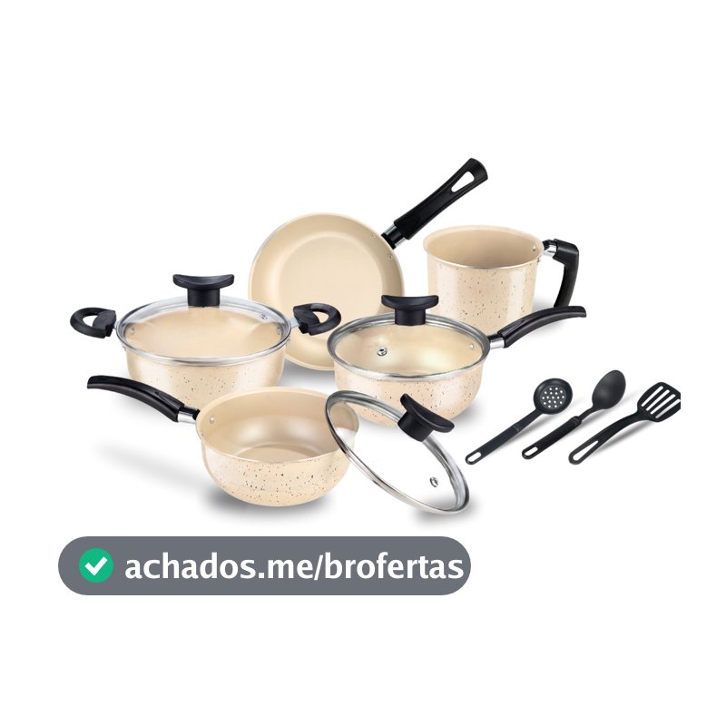 Kit Jogo De Panelas Brasilia 8 Peças Antiaderente Teflon