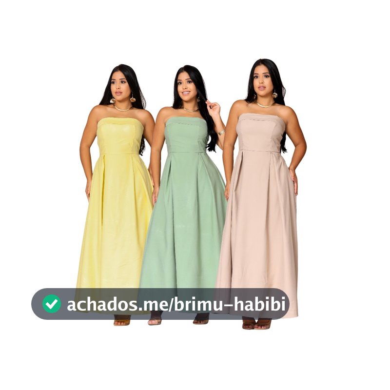 Vestido Longo Feminino Tomara que Caia com Bojo – Tecido Sensorial Forrado  M e G