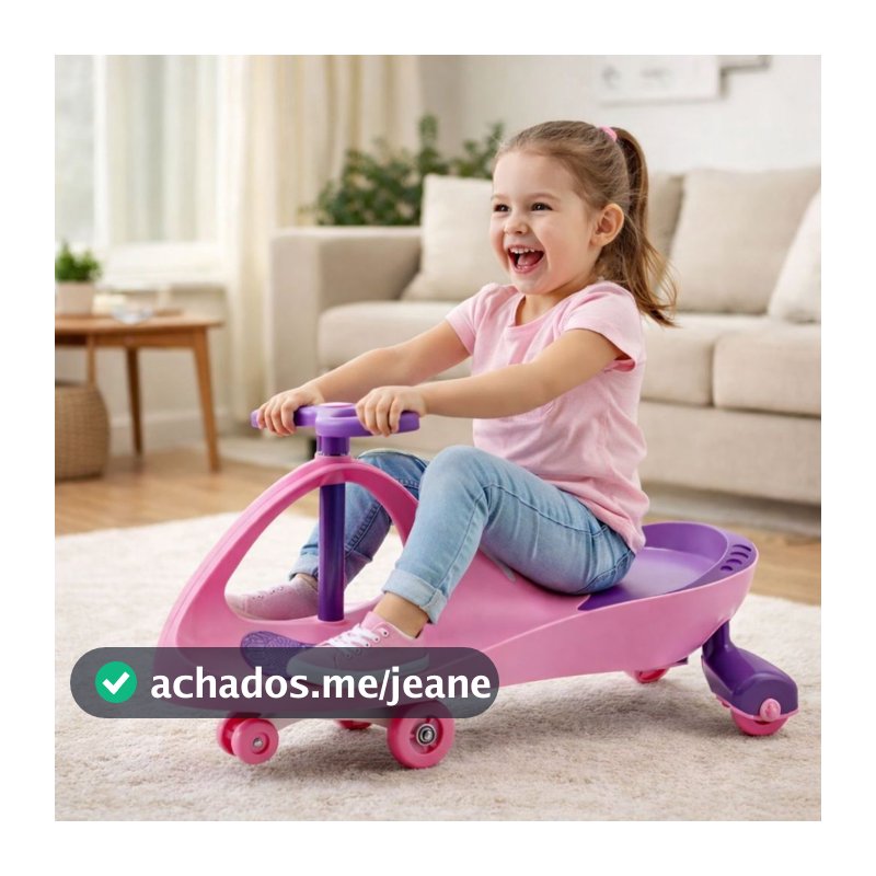 Carrinho De Rolimã Infantil Super Car Rosa Menina Com Led Volante 360°