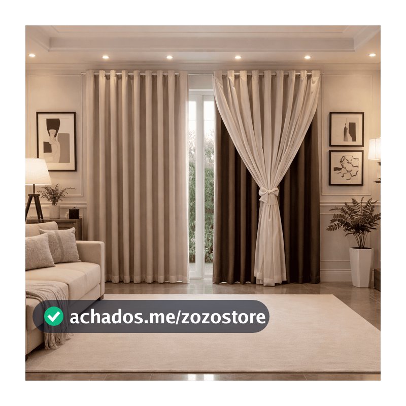 Cortina MADRI LUXO 3,00 x 2,50 c/ VOIL Branco -  Decoração Quarto, Sala, Escritório, Janela