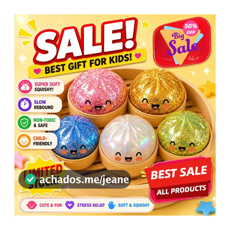 8,5cm/5cm Squishy Glitter Dumpling Simulação Alívio Do Estresse Para Brinquedo Infantil