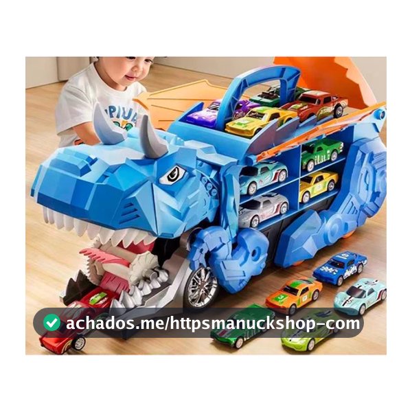 Brinquedo Caminhão Dinossauro Engolidor 2026 Porta-Carrinhos com 4 Carrinhos de Metal – Kit Infantil🦖🚚