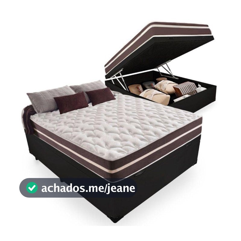 Cama Box Baú Casal + Colchão De Molas Colchões Classic Superlastic 138x188x64 Preto
