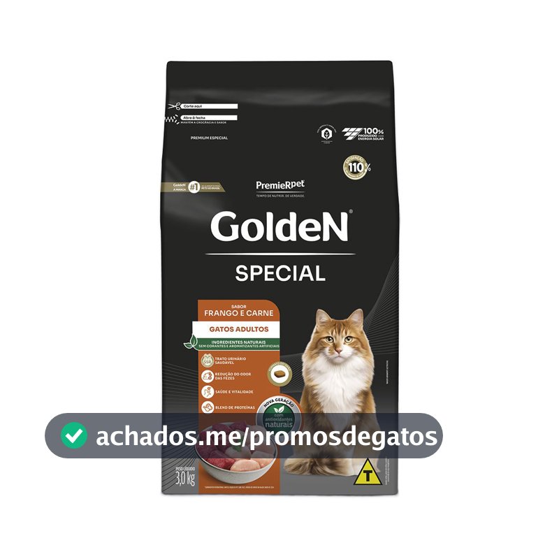 Ração Golden Special Gatos Adultos Frango e Carne 3kg