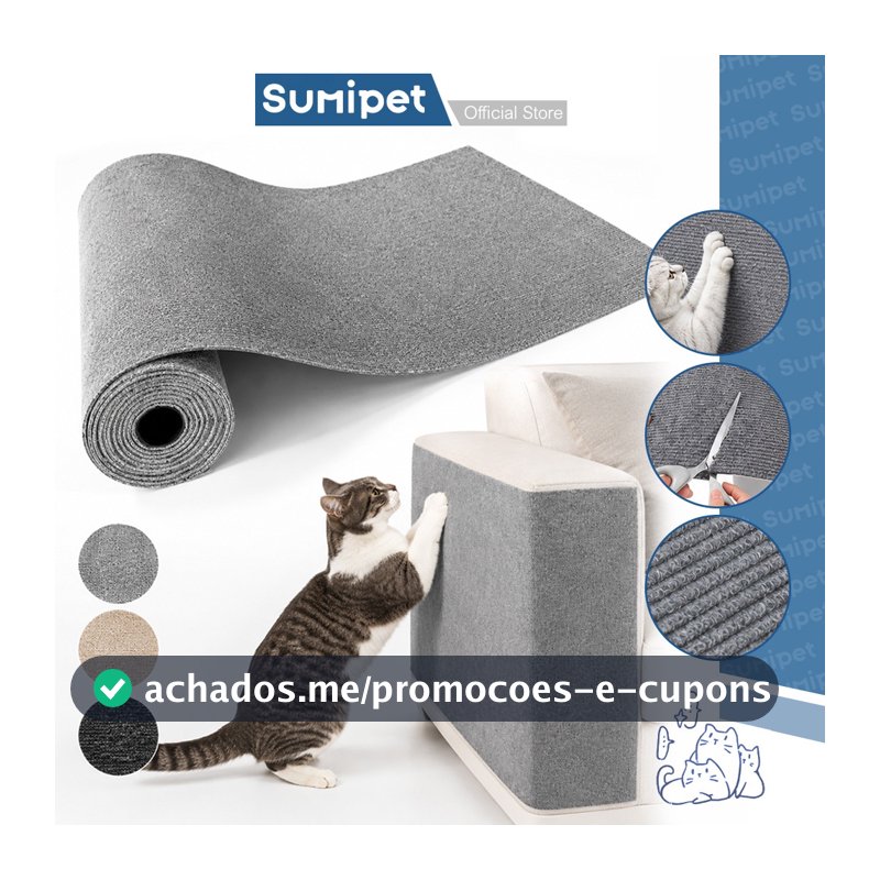 Arranhador Adesivo para Gatos Até 60x200cm Tamanho Extra Grande Protetor de Sofá Cama Box Parede e Móveis