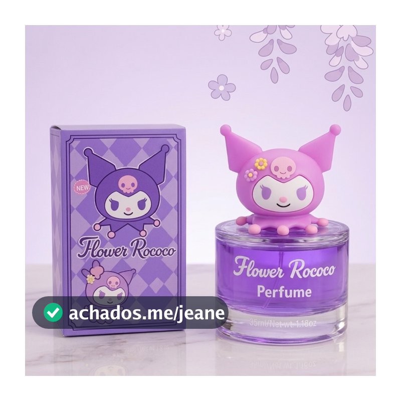 Perfume Infantil Kuromi 35ml Presente Kawaii Fofo Floral ROCOCO Presente dia das crianças