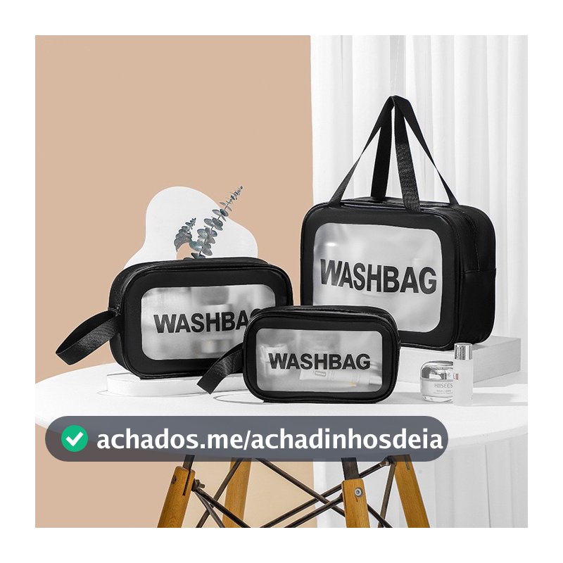 Kit 3 Necessaire Maquiagem Transparente WashBag A Prova De Água 332