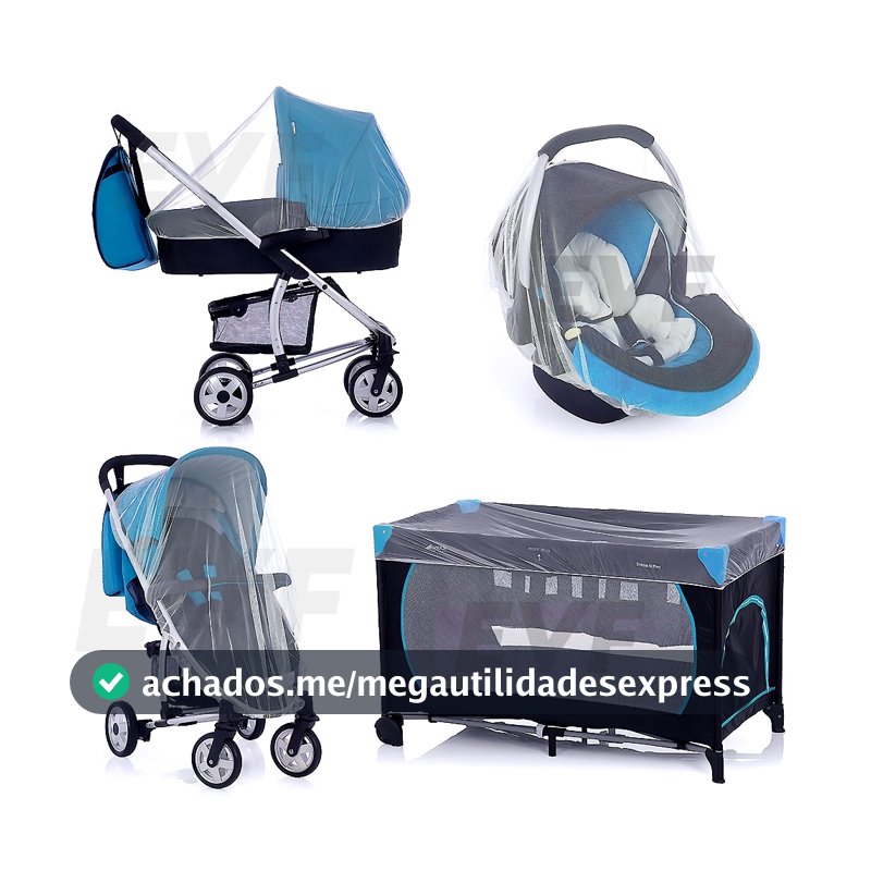 Mosquiteiro Universal Portátil Tule Para Carrinho Bebe Conforto e Berço Desmontavel
