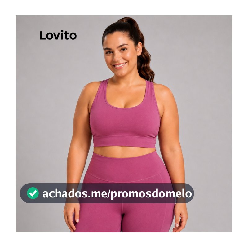 Lovito Plus Size Top Esportivo Bojo Removível Alças Cruzadas SBB1452BRL1482