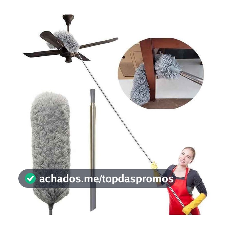 Espanador de Pó Para Limpeza em Microfibra Com Cabo Extensor e Retrátil Lavável 2,8m Escova De Limpeza De Poeira