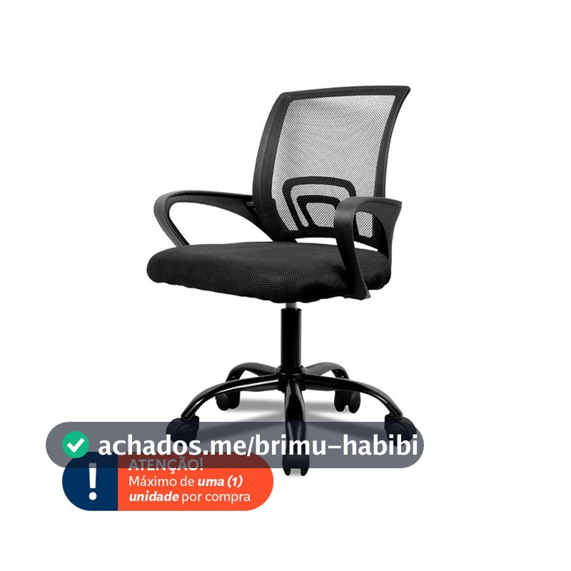 Cadeira de Escritorio Zinnia Hera L, Assento Estofado, Base Giratória,  Preto, ZNO-HRAL-BK02