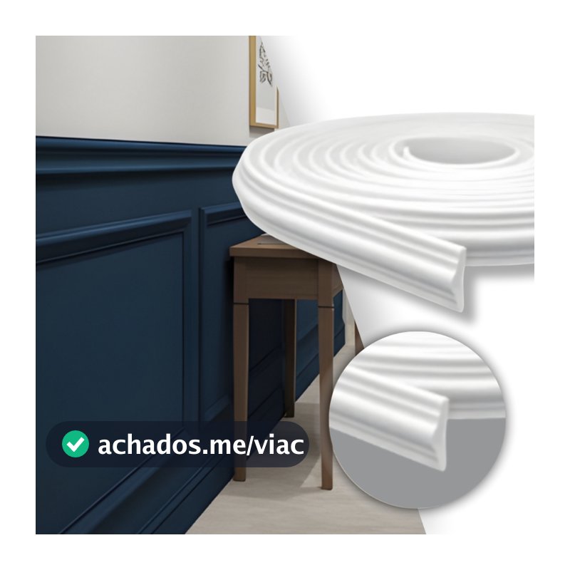 Boiserie Eva Autocolante Flexível Moldura Branco 5m 2,8cm Roda Meio Parede Decorativo À Prova D’Água
