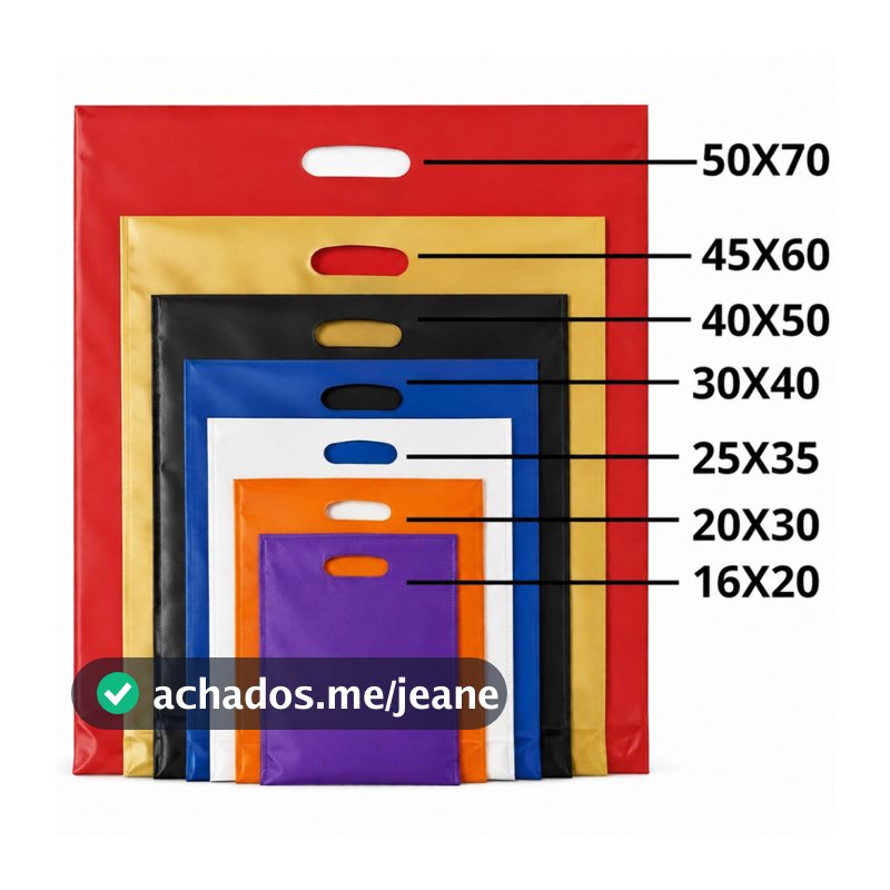 100UN Sacolas Plástica 16X20/20X30/25X35/30X40/40X50 Boca de Palhaço/Alça Vazada Sacola Lembrancinha
