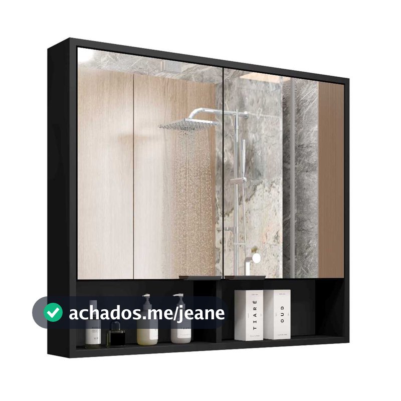 Armário de Banheiro Aéreo 2 Portas Com Espelho Espelheira Com Nicho Aquiles - cores