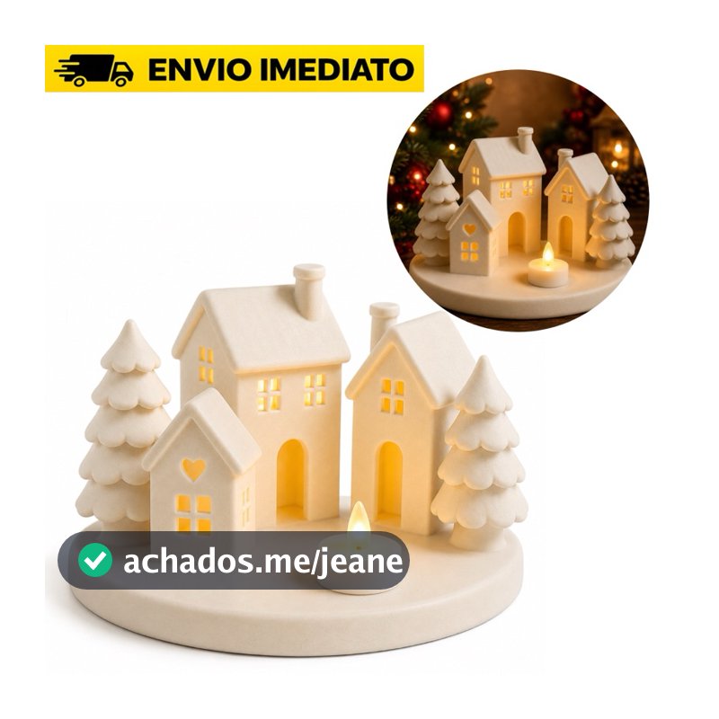 Kit Vila Natalina Decorativa com Vela LED Mini Casas de Natal Decoração Enfeite de Mesa