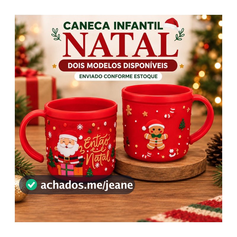 Caneca Copo Infantil Natal 200ml Plástico Decorada Até 6 Unidades Presente Natalino
