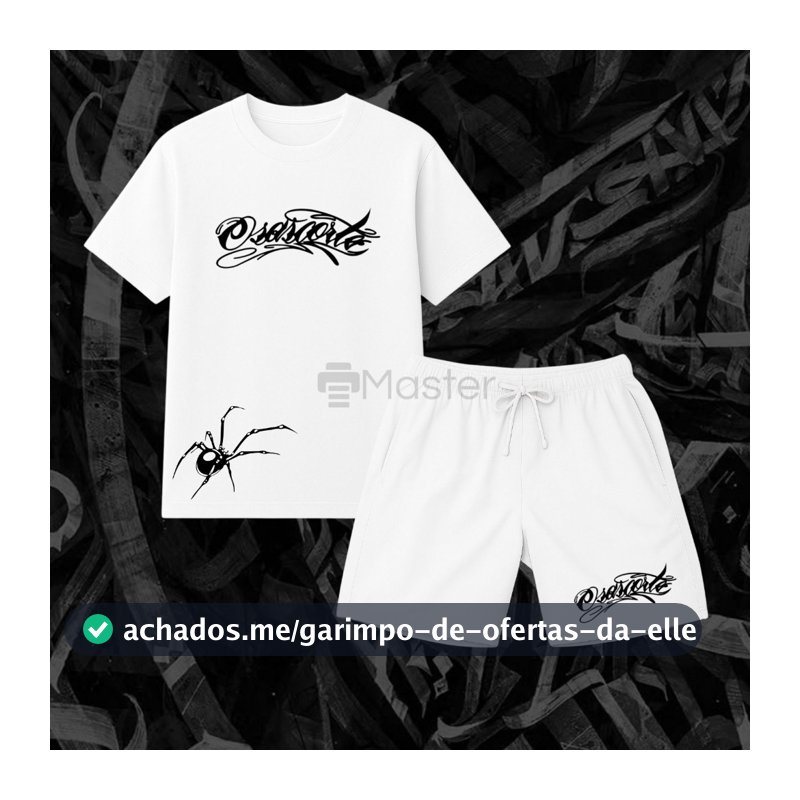 Kit Camiseta + Short Tectel Osascorte Moto Grau 244 Motoqueiro Favela 100% Algodão Aranha