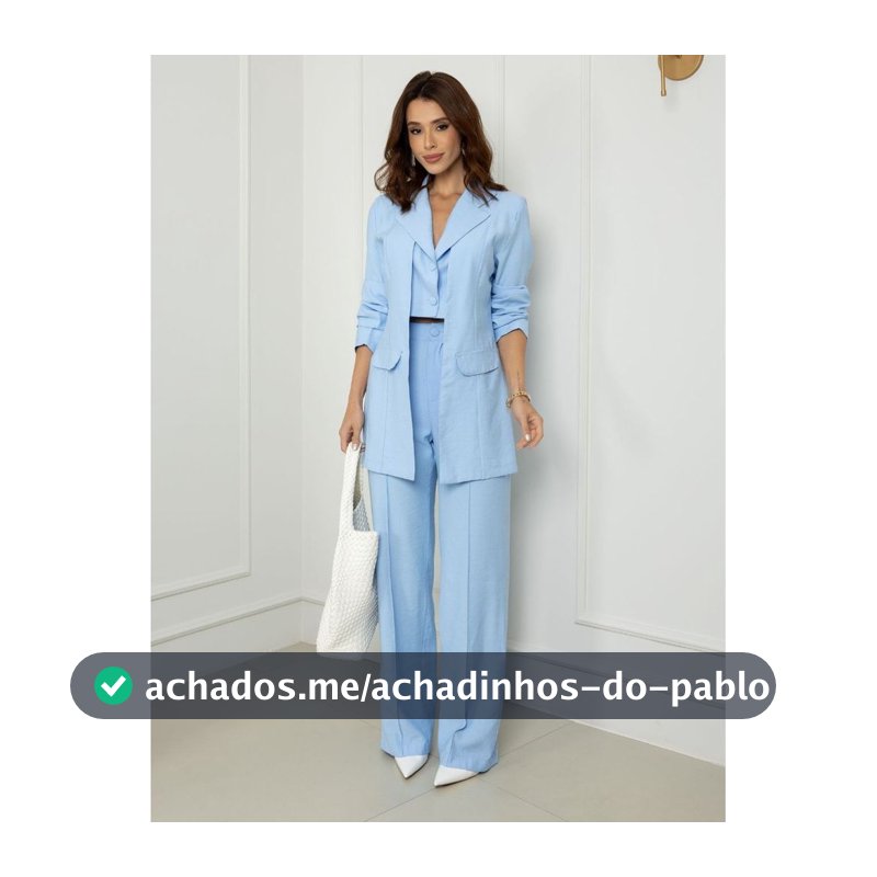 Conjunto Feminino Alfaiataria Blazer com Cropped Integrado e Calça Elegante e Versátil