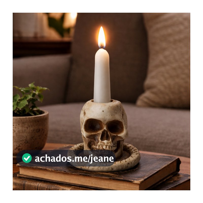 Cranio Caveira Porta Vela Castical Enfeite Halloween Resina