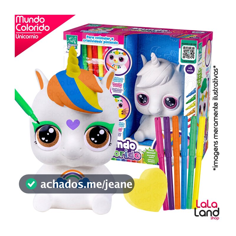 Unicórnio Para Pintar Infantil Brinquedo Educativo Com Canetinhas Laváveis E Esponja Criativa Mundo Colorido