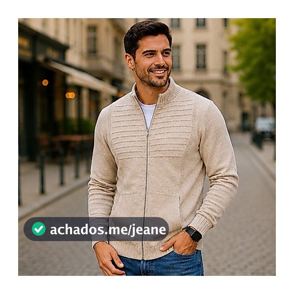 Blusa De Frio Masculina Lã Casaco Masculino Com Bolso Jaqueta  Ziper Tricot