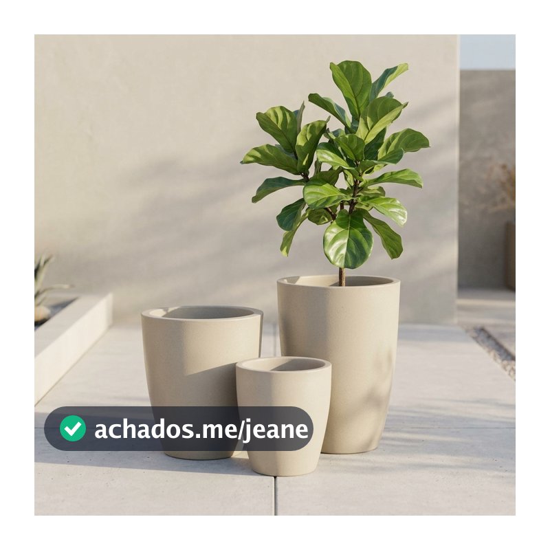 Kit Conjunto 3 Vasos para plantas P+M+GG em Polietileno Coluna Redonda Lisa Luxo
