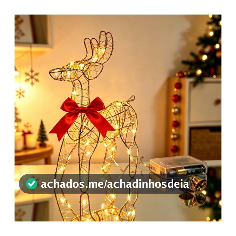 Decoração De Rena De Natal Ferro A Pilhas 3D Pré-Lit Com 30 Luzes LED Iluminada Interna E Externa