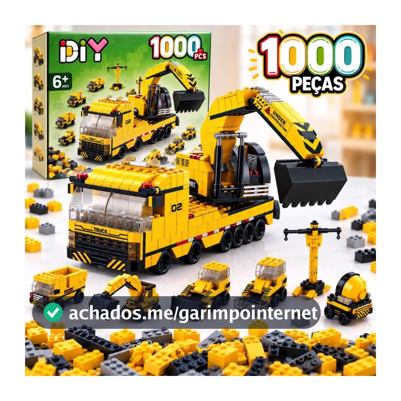 Kit 1000 pcs Blocos de Montar Brinquedo Infantil Bloquinhos Educativo Caminhão de Construção 6 em 1