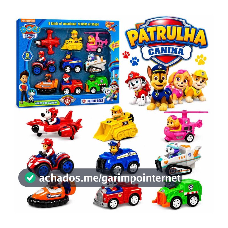 Kit Carrinhos Patrulha Canina Com 9 Carros De Fricção Brinquedo Infantil Premium - Envio Imediato