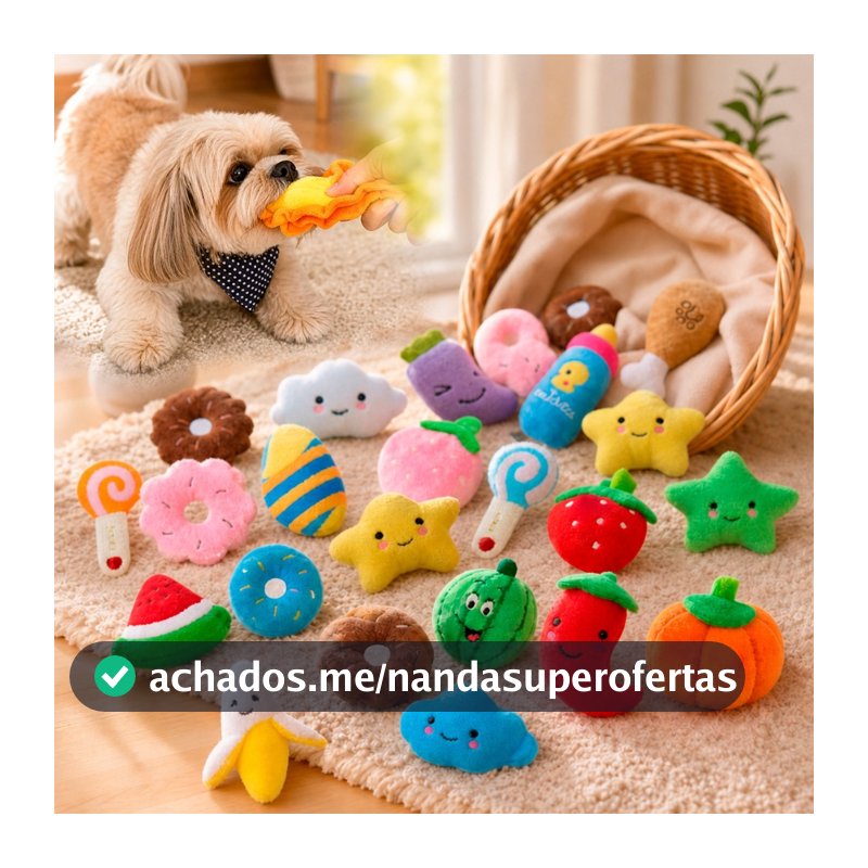 Kit Brinquedos de Pelucia Apito Pet Cachorro Cães Mordedor Macio Resistente Antiestresse Pequeno Médio Porte