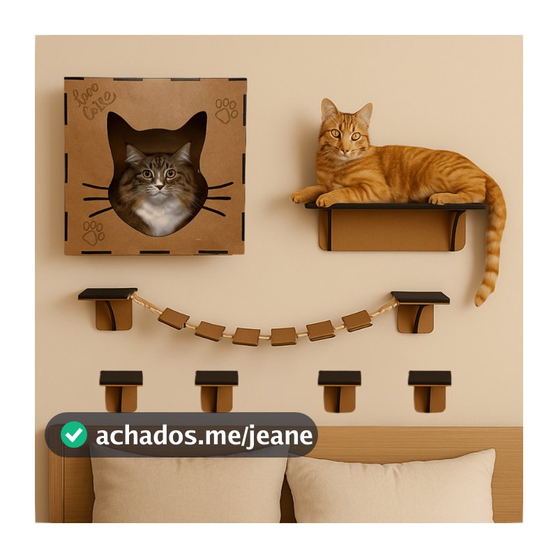 Playground Gato 7 Pçs Ponte Prateleira Degraus Nicho