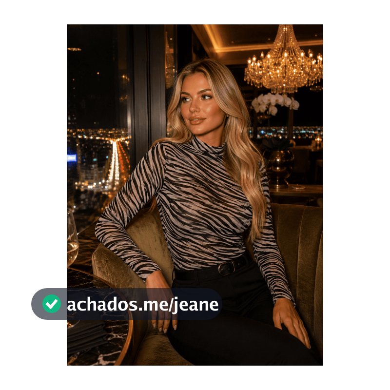 Segunda Pele Feminina Tule Manga Longa Transparente Moda Fashion Animal Print