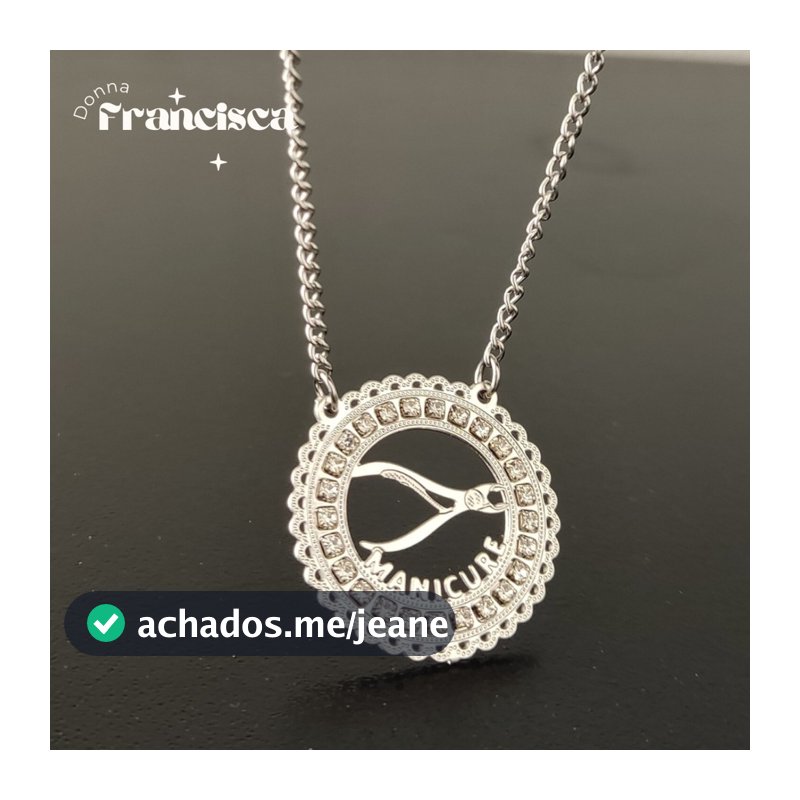 Donna Francisca Colar Profissão Manicure Feminino Aço Inoxidável 45 Cm Não Escurece Pode Molhar