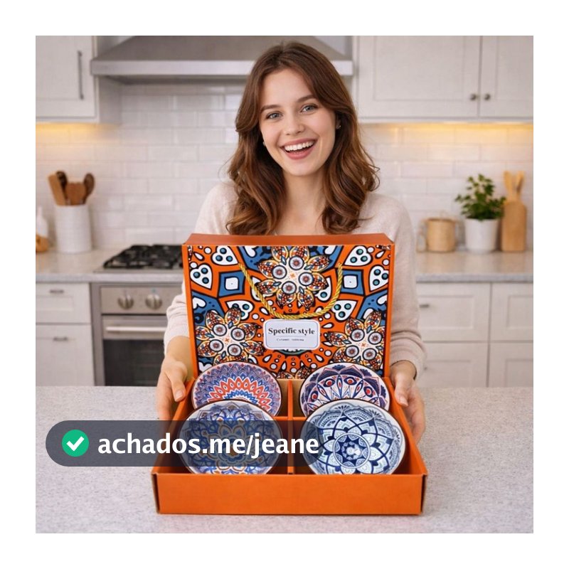 Kit 4 Bowl Tigela Tigelinha Porcelana Chinesa Decorada Sopa Caldos Sushi Petiscos Sorvete