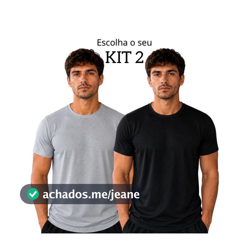 Kit 2 t-shirt Treino Masculino Malha Perfurada Secagem Rápida Esportiva Musculação manga curta dry poliamida