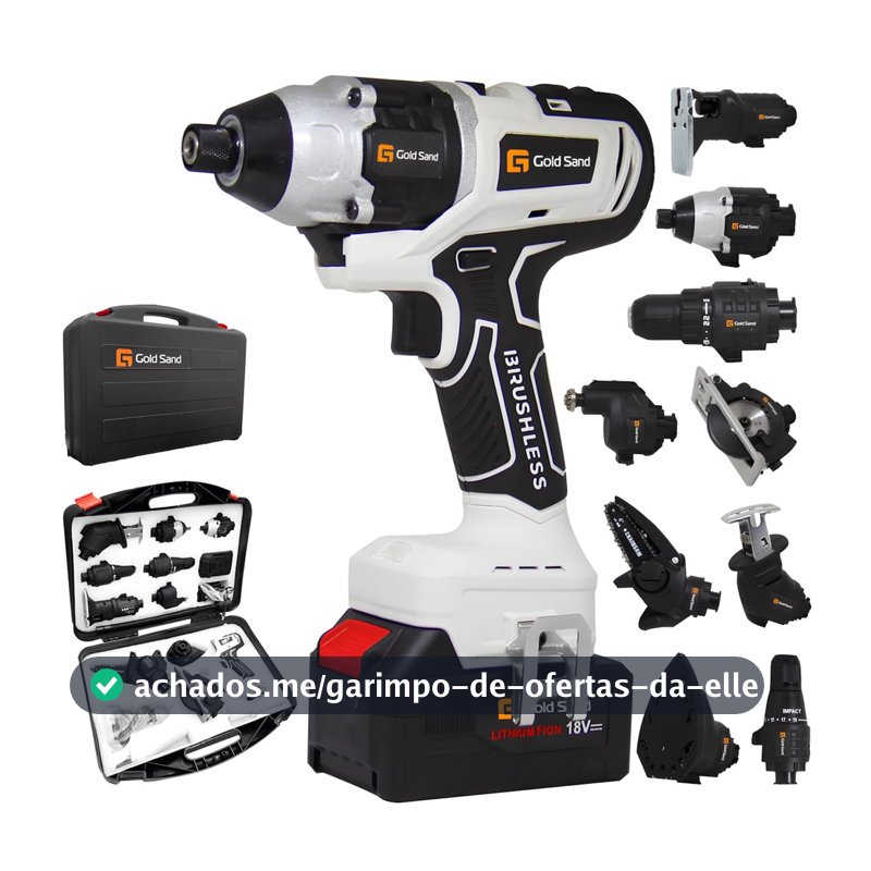 Kit 10 em 1 Parafusadeira Furadeira Lixadeira Serra Motosserra Martelete Elétrico Impacto Portátil