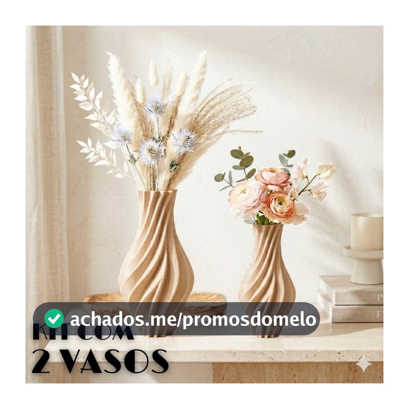 Kit 2 Vasos Decorativos Espiral 3D Cachepot Moderno para Decoração Sala e Mesa Flores e Plantas