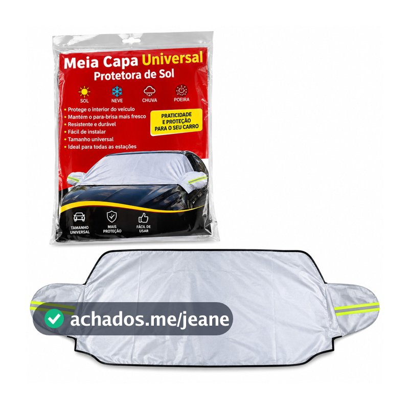 Meia Capa Universal para Carro Protetora de Sol Para-brisa Retrovisor Anti Poeira Chuva Refletiva Automotiva