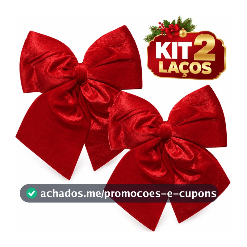 Kit 2 Laços Veludo Natal Vermelho Decoração de Árvore Guirlanda Enfeite Natalino