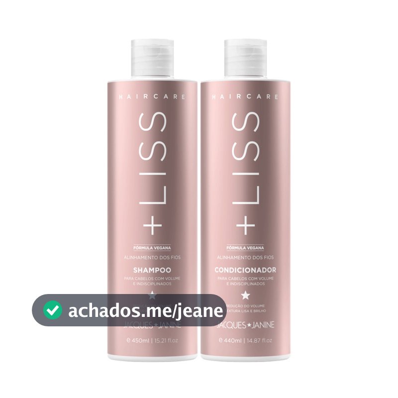 Jacques Janine Hair Care Liss Shampoo Sem Sal 450ml Condicionador Leave-in 440ml Brilho Reduz Volume