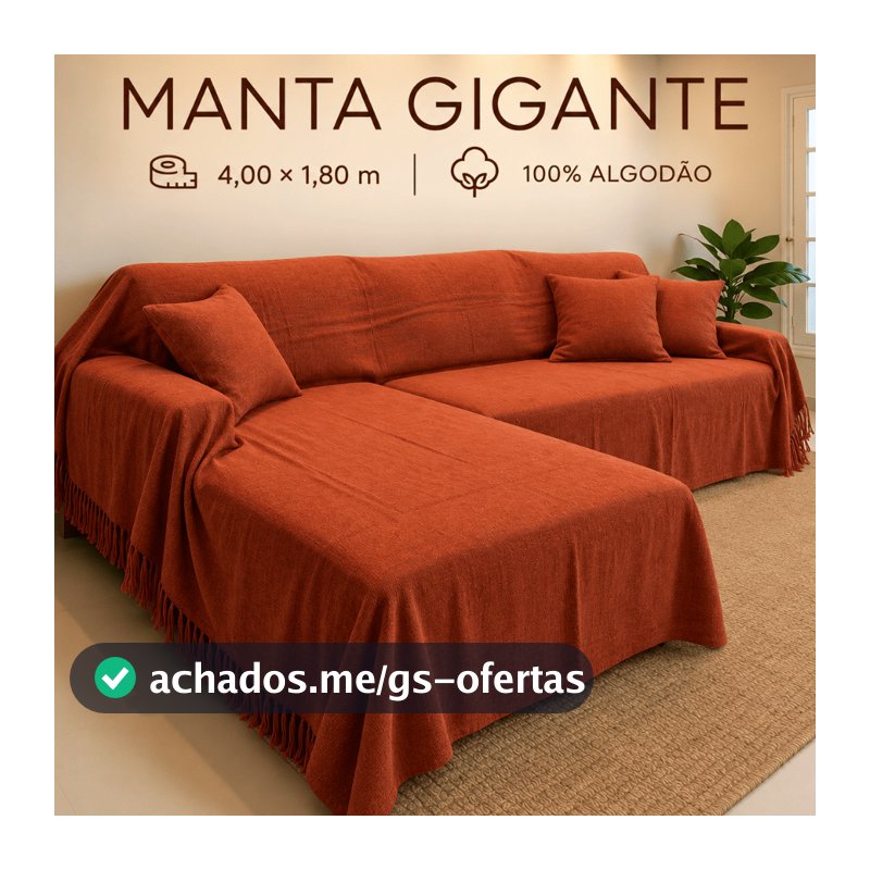 Manta Gigante para Sofá Retrátil e Cama King 4,00x1,80m 100% Algodão