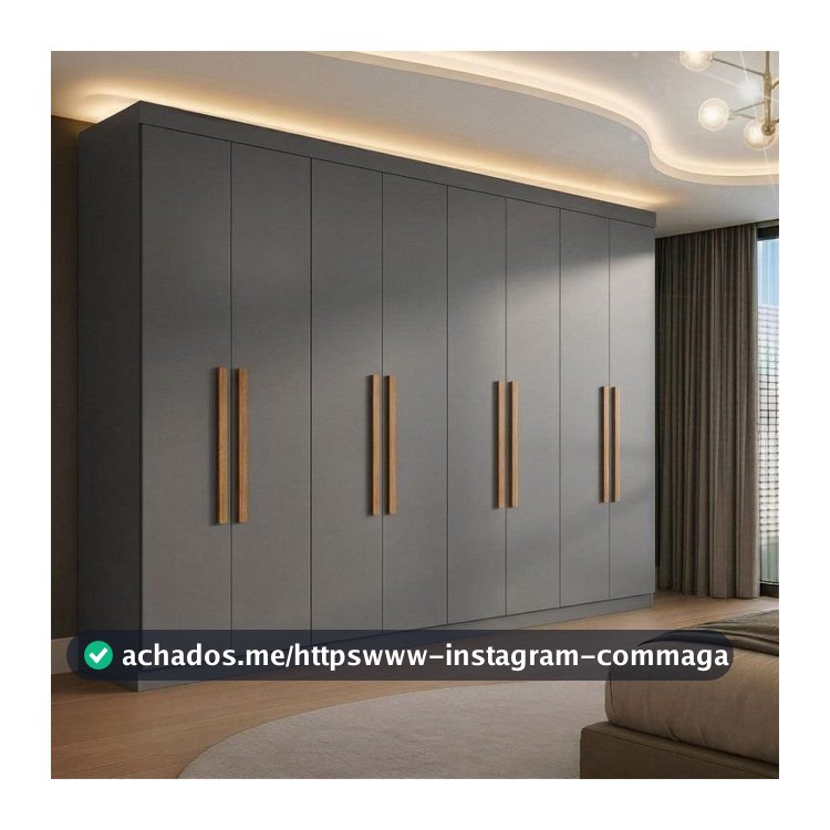 Guarda Roupa Casal 8 Portas 4 Gavetas Paris Espresso Móveis Cinza/Onix Ônix