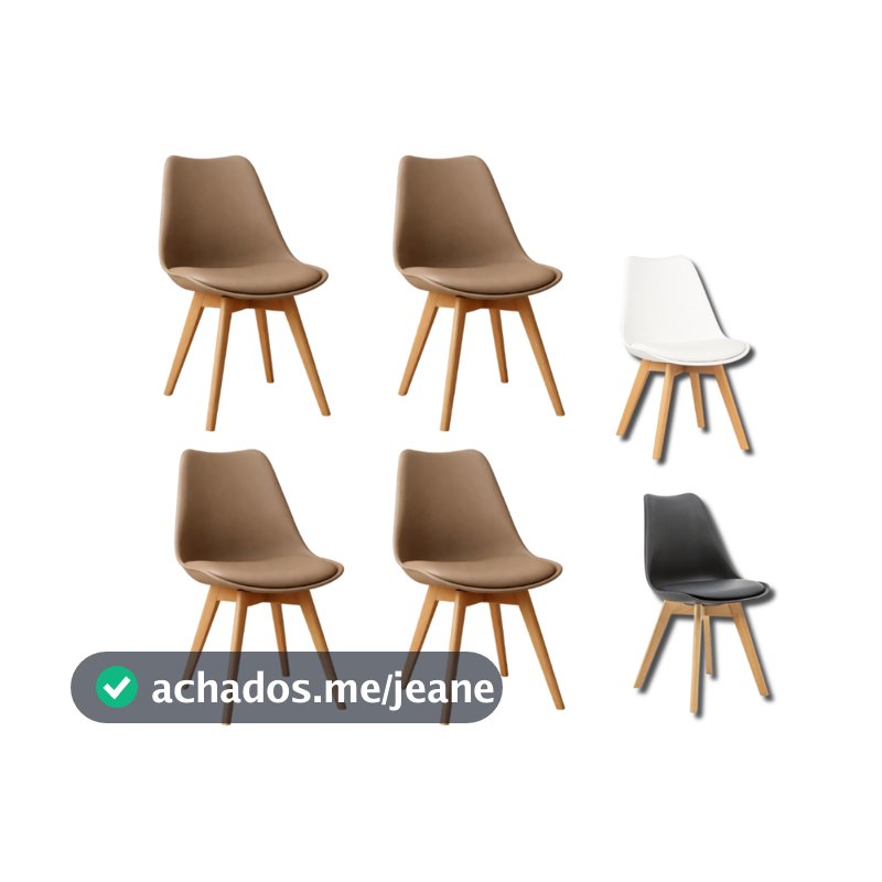 Conjunto 4 Cadeiras Saarinen Estofadas Estrutura Estável Base Madeira Para Uso Residencial