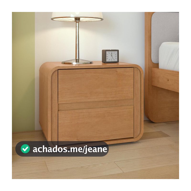Mesa De Cabeceira 2 Gavetas Easy Like  Amendoa Clean