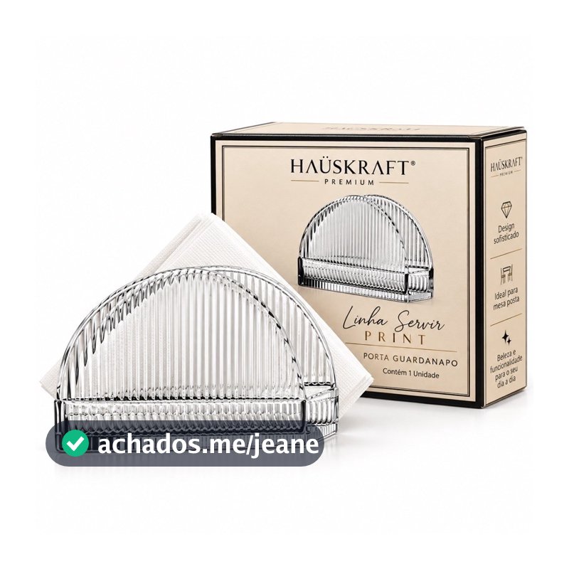 Porta Guardanapo Hauskraft Premium Linha Servir Print – Transparente, Elegante e Decorativo para Mesa Posta