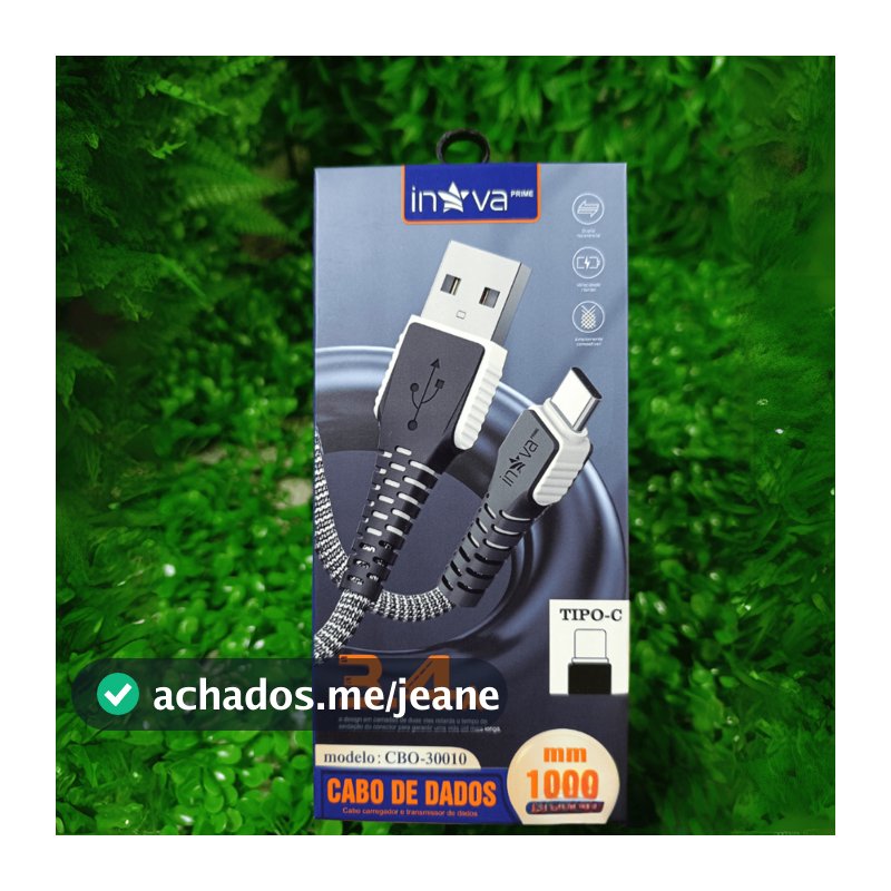 Cabo De Dados Carregamento Rápido USB Tipo C Reforçado 3.4A 1m Inova Original