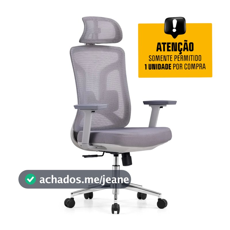 Cadeira de Escritório Diretor Dr.Office Ergo Pro, Mesh Respirável, Regulagem de Altura, Cinza